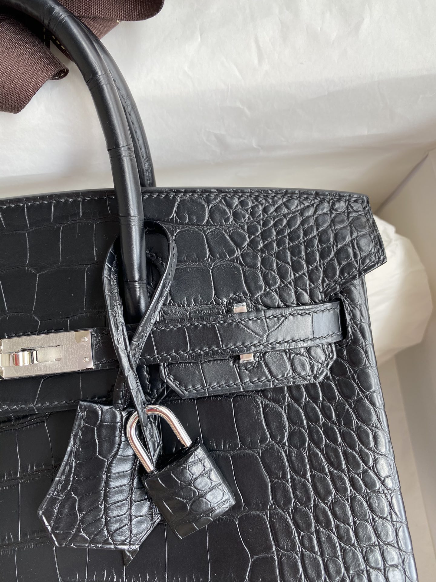 Hermes Birkin 25CM Handmade Bag In Black Matte Alligator Leather